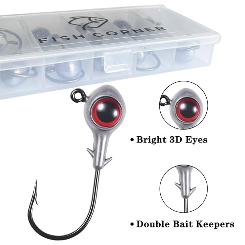 Fishing Jig Head with Oversized 3D Eyes - 1/4oz Swimbait Jigheads for Saltwater & Freshwater Fishing
