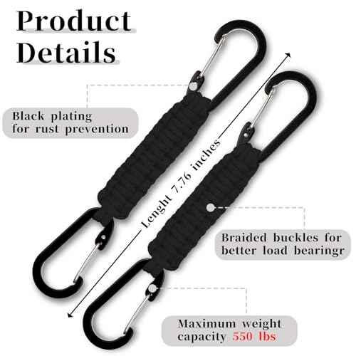 Paracord Keychain, Heavy Duty Tactical Lanyard Clip, Quick Release Key Clip, Military Braided 550 Paracord