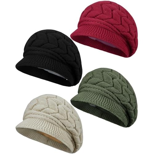 Newcotte Women Winter Hat Knitted Caps with Visor 2025 Warm Hats for Women Beanies for Winter Cold Weather