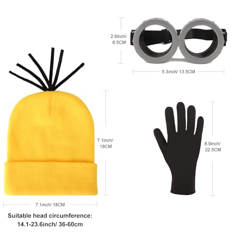 DRESHOW Costume Accessories Set Vintage Goggles Glasses Beanie Knit Hats Black Gloves Halloween Cosplay Set for Women Men