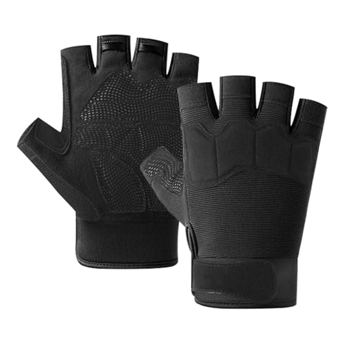 Black Medium Tactical Fingerless Gloves for Climbing Cycling Motorcycle Outdoor Sports