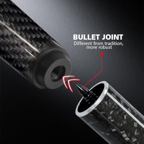Black Carbon Fiber Pool Cue Extender with Adjustable Length and Bumpers
