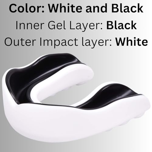 Pro Mouth Guard for Sports Adults - White/Black, MMA, Football, Boxing