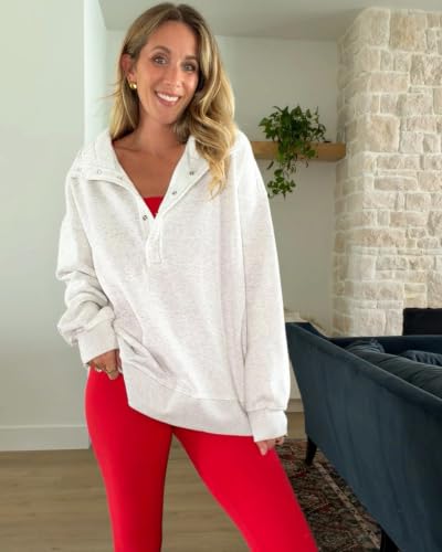 Gacaky Women Oversized Sweatshirt - Light Gray, Medium Fall Pullover