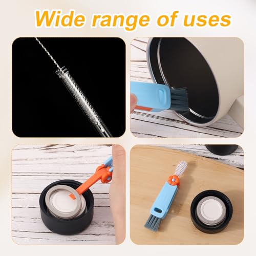 6pcs Bottle Cleaner Brush Set for Yeti, 5pcs Stainless Steel Nylon Extra Long Straw Cup Lid Brushes Plastic Water Bottle Straw Cleaning Brush Compatible with Stanley 25/26/35/42oz