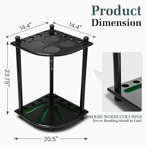 Black Floor Pool Stick Holder Rack for 8 Cues - Space Saving Corner Stand