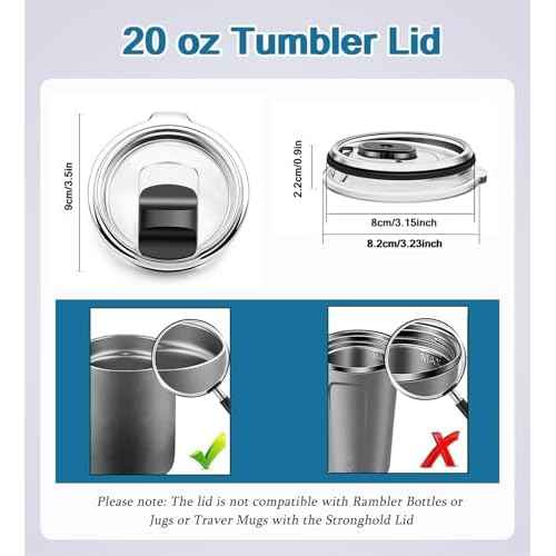 Tumbler Lid for Yeti 20 oz Tumbler, 10/24 oz Mug and 10 oz Lowball, 2 Pack Travel Spill Proof Cup Lids Covers with Magnetic Slider Switch