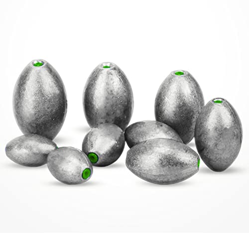 Egg Lead Fishing Weights Kit - 15 Size 5.3oz. 3 pcs Saltwater & Freshwater Sinkers