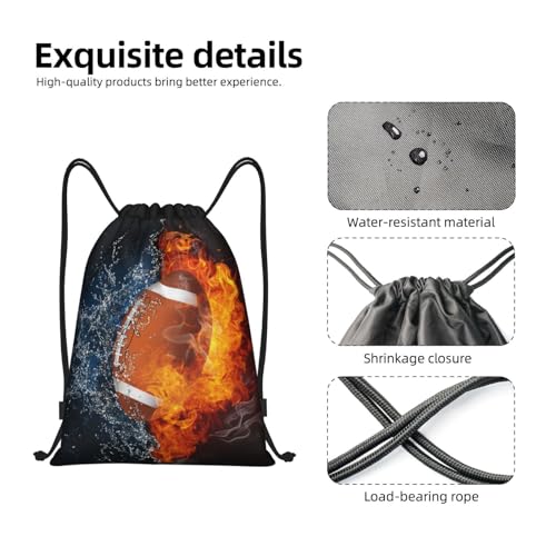 Football Sports Drawstring Backpack Kids Teens Adults Small 14x16.9 inch