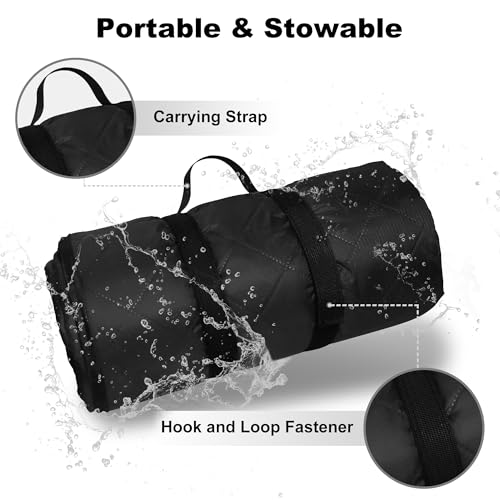 Black Waterproof Outdoor Blanket 82x55 Inches Sherpa Fleece Camping Picnic
