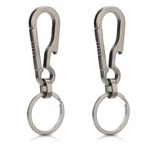 Sibba 2 Pcs Titanium Carabiner Keychain Clip Carabin Hook Small Heavy Duty Keychain Grips Multifunctional Backpack Clasps Anti Lost Quick Release Key Chain Organizer Accessory for Waist Pack