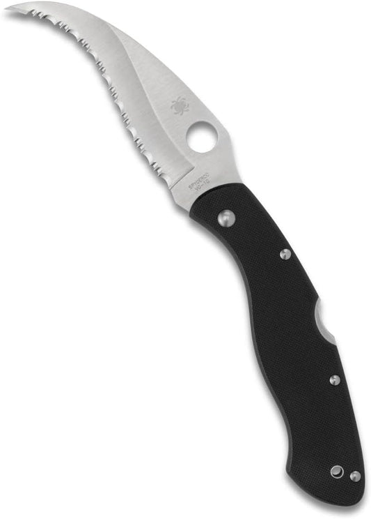 Spyderco Civilian Signature Folding Utility Knife with 4.09" VG-10 Steel Reverse S Blade and Black Durable G-10 Handle - SpyderEdge - VG-10 Steel Reverse S Blade and Back Lock - C12GS