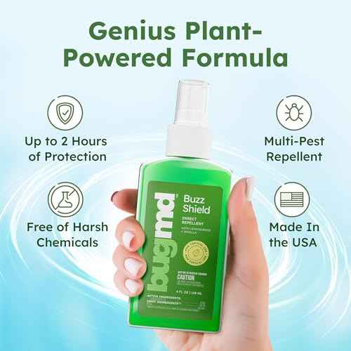 BugMD Buzz Shield - Mosquito and Insect Repellent Spray for Body and Home, Indoor & Outdoor Use, DEET-Free, Tick Repellent, Safe Bug Spray for People (1-Pack)