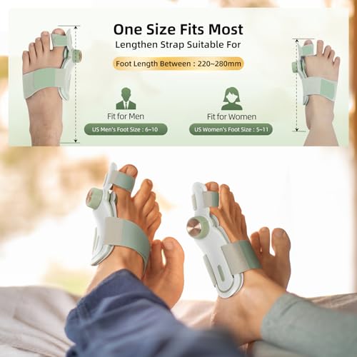 Bunion Corrector for Women Men Big Toe, Adjustable Knob Double Correction Bunion Fix Relief Bunion Splints with 3 Different Angle Fixing Plates Silicone Pad Comfortable Effective