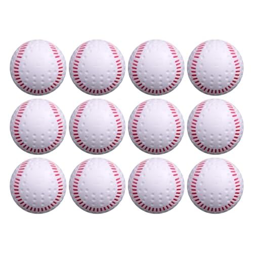 Baden White Dimpled Baseballs with Red Seams | High-Durability for Pitching Machines, Consistent Training, 12-Pack