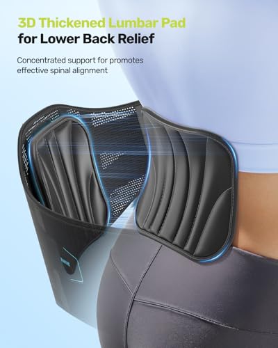 Lumbar Support Back Brace for Lower Back Pain Relief - Black, Large (Waist 39.4-45.3")