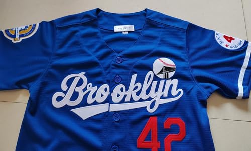 Youth Black Legend Baseball Jersey #42 Stitched Boys Sports Uniform Blue Medium