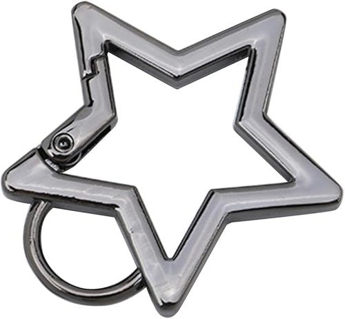 Gun Color Star Shaped Stainless Steel Keychain Clip Carabiner Snap Hook Holder Star Carabiner Hook Clip Key Holder Carabiner Clip for Keys and Wallet with Key Chain Rings, Car Keychain
