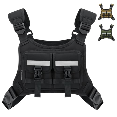 RAINSMORE Black Outdoor Sports Chest Bag for Men Running & Tactical Use