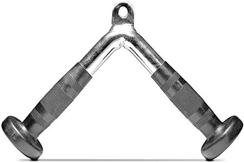 FITNESS MANIAC Home Gym Weightlifting Machine Attachments Tricep Press Push Down Bar V Handle Close Grip Cable V bar Rubber Handgrips