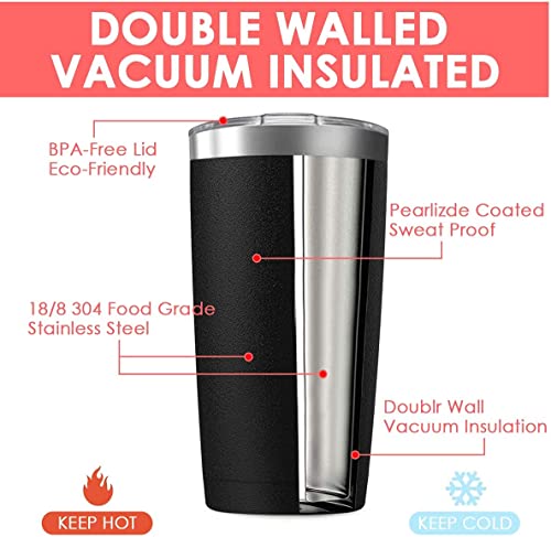 Assorted Colors 6 Pack 20 oz Insulated Stainless Steel Travel Tumblers with Straws & Lids