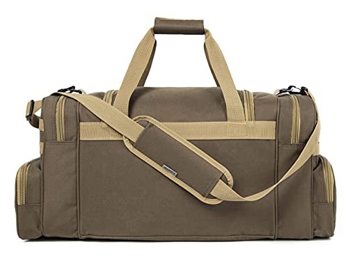 Heavy Duty Tactical Range Duffel Bag 27 Inch Khaki with US Flag Patch & Lockable Zippers