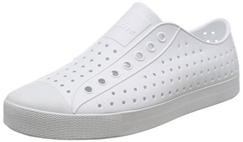 Unisex Lightweight Casual Sneakers - Native Shoes Jefferson Style - Shell White, 10 Women / 8 Men