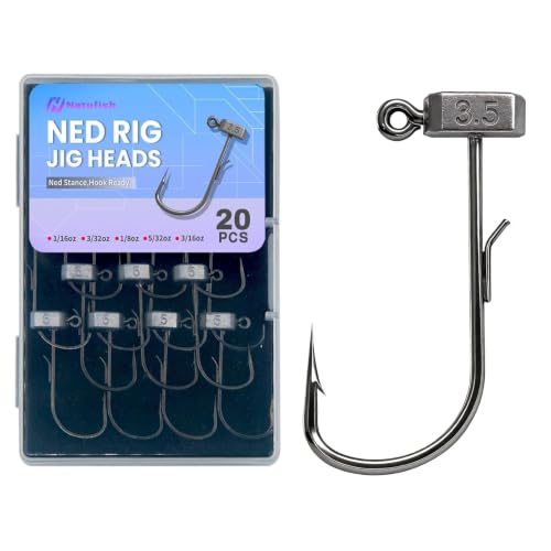 Natufish Ned Rig Jig Head 1/16 oz Stand Up Action for Bass Fishing - 20 Pcs
