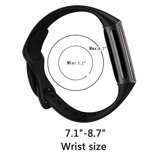 Replacement Bands Compatible with Fitbit Charge 6 / Fitbit Charge 5 Bands for Women Men, Silicone Fitness Sport Wristbands for Women Men Small Large (2 Pack)