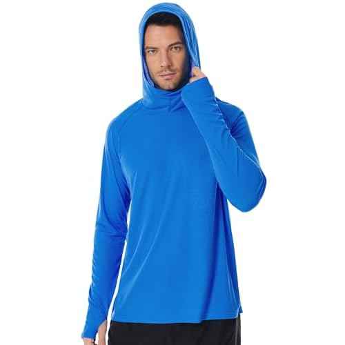 Roadbox Mens UPF 50+ Fishing Shirt, Long Sleeve UV Sun Protection Hoodies, Quick Dry Rash Guard for Hiking Outdoor Working