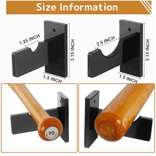 Black Baseball Bat Wall Mount Display Box Acrylic Holder for Collectibles