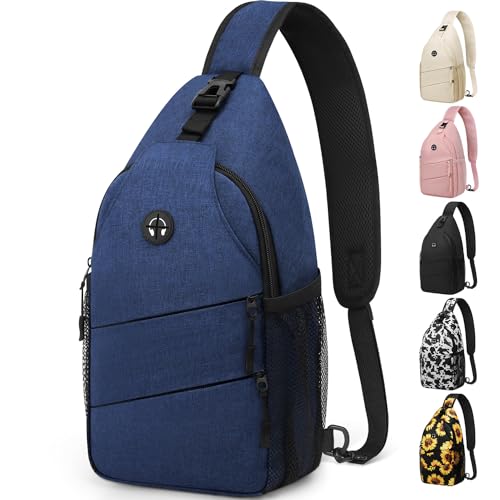 Medium Blue Crossbody Bag for Women Men Convertible Shoulder Sling Backpack