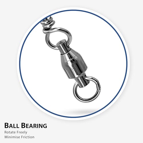 Emma Kites 100lb Fishing Swivel with Coastlock Snap & Ball Bearing - 20pcs, Size 4#