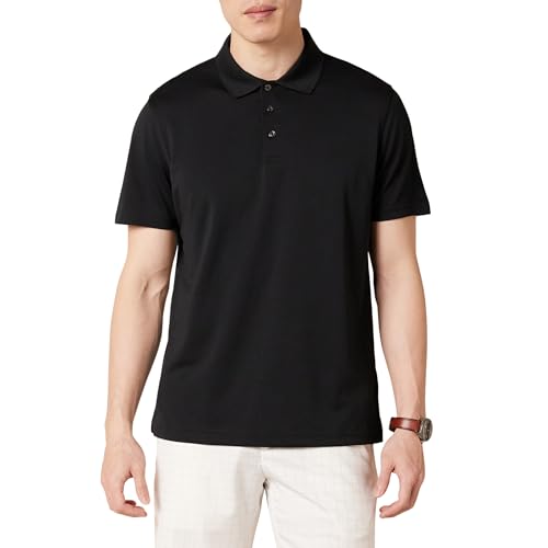 Men's Recycled Polyester Slim-Fit Quick-Dry Golf Polo Shirt - Black, Large