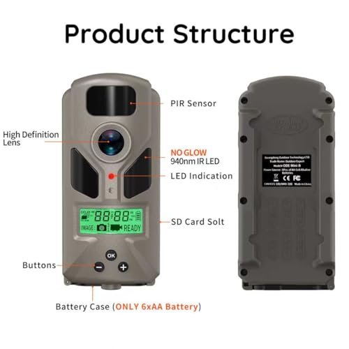 Mini Trail Camera Night Vision Motion Activated 20MP 1080P Grey