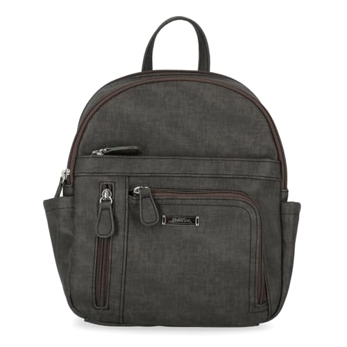 Women's Vegan Leather Backpack - Adele, Black Heirloom - MultiSac