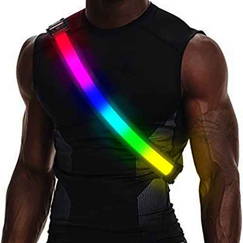 LED Reflective Running Gear,High Visibility Reflective Belt Sash with Safety Light,USB Rechargeable Adjustable Size Night Accessories for Night Outdoor Running
