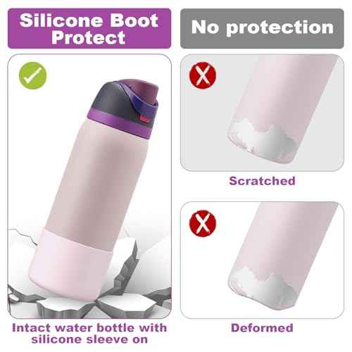 2PCS Silicone Water Bottle Boot for Owala 24oz 32oz 40oz, Anti-Slip Protective Sleeve Bottom Bumper Protector for FreeSip, Twist, and Flip Stainless Steel Water Bottles