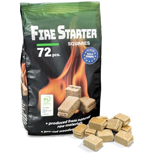 Fire Starter Squares (72 Pack) - Fire Starters for Fireplace, Grill, BBQ, Camping, Wood Stove and Bonfire Accessories - Odorless & Water Resistant