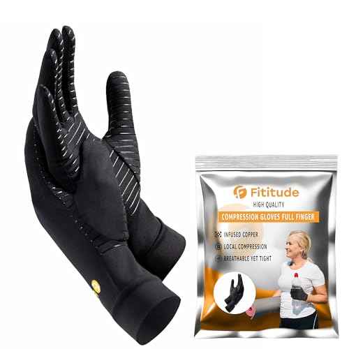 Fititude: Copper Compression Pair of Full Finger Gloves helps You Recover from Arthritis, Swelling, Joint and Hand Pain