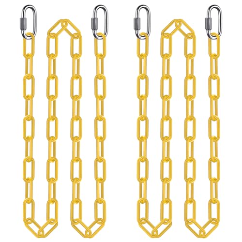 Yellow 100-Inch Heavy Duty Swing Chain with Carabiners - Supports 1000 lbs