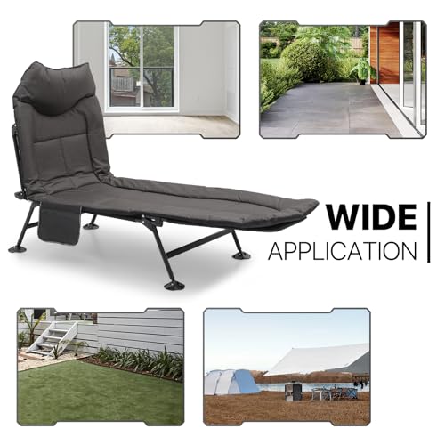 MoNiBloom Camping Beds for Adults, 180° Adjustable Reclining Outdoor Lounger Cot Bed for Sleeping with Carry Bag, Portable Camping Bed for Outdoor Camping Office Use, Supports 250 lbs