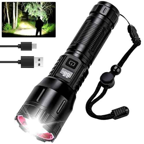 Flashlight High Lumens Rechargeable 990,000L, Handheld Tactical LED Strong Flash Light, Battery Powered Super Bright Flashlight with USB C, 3 Modes, Zoomable, USB Output for Home, Emergency