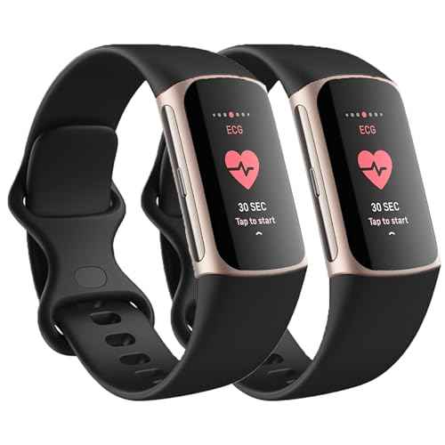 Replacement Bands Compatible with Fitbit Charge 6 / Fitbit Charge 5 Bands for Women Men, Silicone Fitness Sport Wristbands for Women Men Small Large (2 Pack)