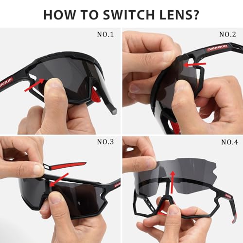 Sports Sunglasses Cycling Glasses Pink Polarized Glasses Baseball glasses with 3 lenses,Fishing,Ski Running Golf