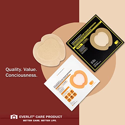 Everlit Sacrum Silicone Foam Dressing 7x7 Inches 5 Pack Waterproof Wound Care