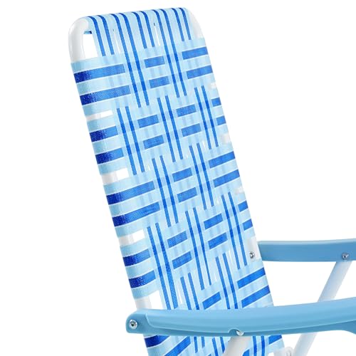 Yaheetech Set of 2 Outdoor Beach Camping Chair, Folding Lawn Chair with Armrests for Adults Portable Robust Iron Frame Chairs for Patio, Backyard, Poolside, Blue