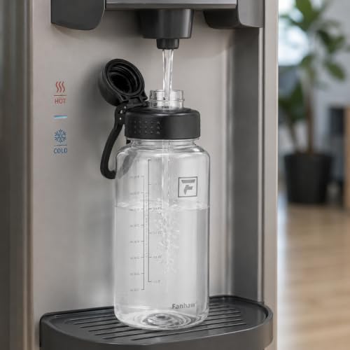 32oz Clear Plastic Water Bottle with Fast-Flow Leak-Proof Lid - Black & Clear Variation 1