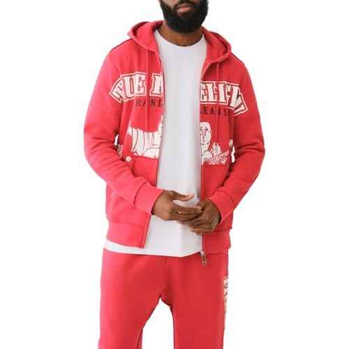 True Religion Men's Raw Exaggerated Icon Zip Up Hoodie