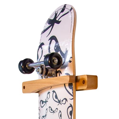 1-Pack Vertical Skateboard Wall Mount - Wooden Skateboard Rack Hanger - Longboard Mini Cruiser Skateboard Display Storage Accessories - Skate Board Holder Shelf Organizer Skateboard Deck D?cor